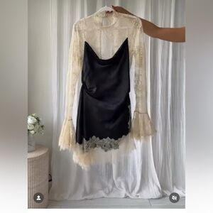 ISO ZARA Black and Cream Lace Mini Dress